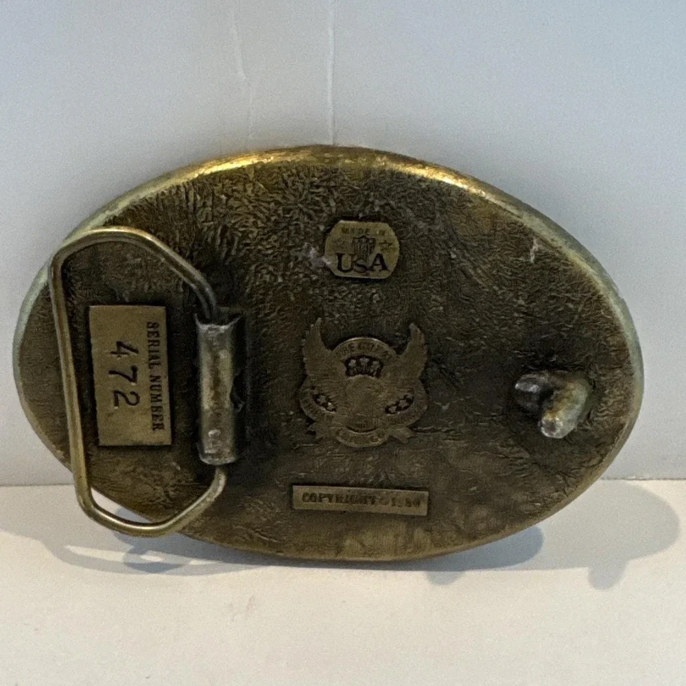 Vintage 1986 Brass Deer Belt Buckle The Great American Buckle Co. Chicago USA